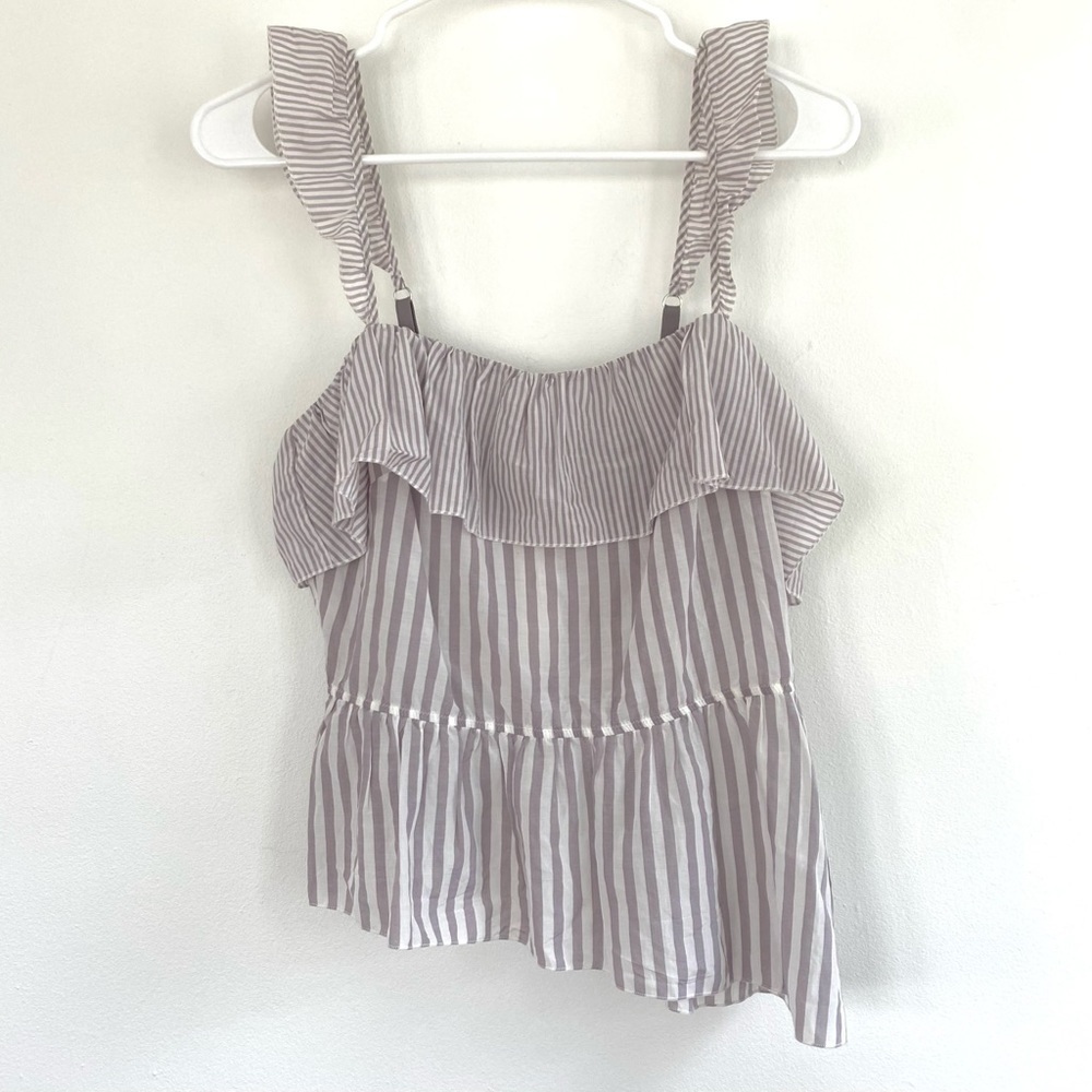 Victoria's Secret Cream & Gray Ruffle Crop Top
